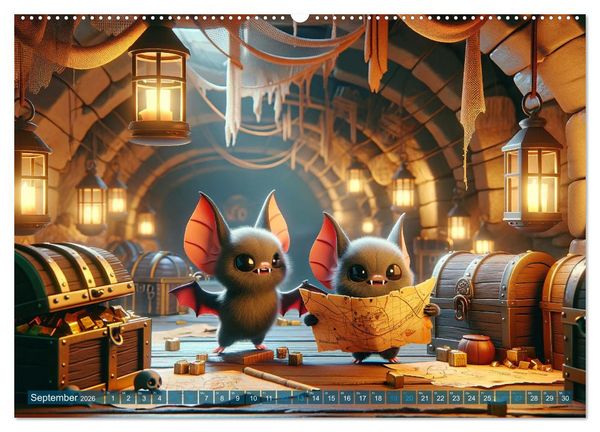 Produktbild: Fl&uuml;gel der Nacht: Abenteuer der kleinen Vampire (hochwertiger Premium Wandkalender 2026 DIN A2 quer), Kunstdruck in Hochglanz