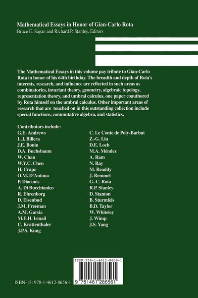 Produktbild: Mathematical Essays in honor of Gian-Carlo Rota
