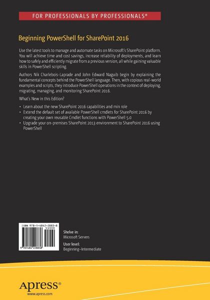 Produktbild: Beginning PowerShell for SharePoint 2016