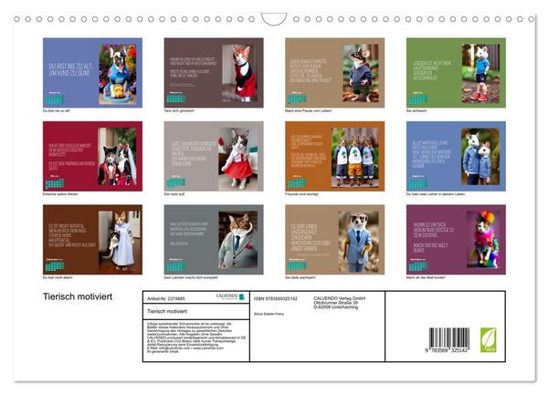 Produktbild: Tierisch motiviert (Wandkalender 2027 DIN A3 quer), CALVENDO Monatskalender