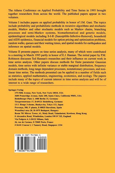 Produktbild: Athens Conference on Applied Probability and Time Series Analysis