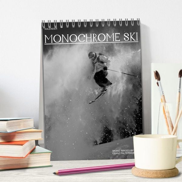 Produktbild: Monochrome Ski (Tischkalender 2027 DIN A5 hoch), CALVENDO Monatskalender
