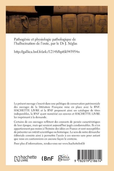 Produktbild: Pathog&eacute;nie et physiologie pathologique de l'hallucination de l'ou&iuml;e