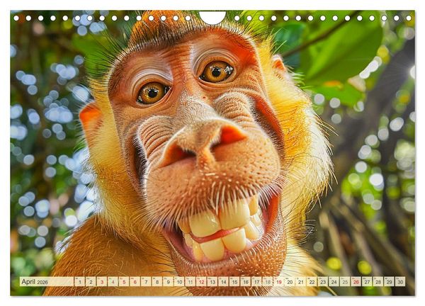 Produktbild: Affige Selfies. Tierisch witziges aus dem Dschungel (Wandkalender 2026 DIN A4 quer), CALVENDO Monatskalender