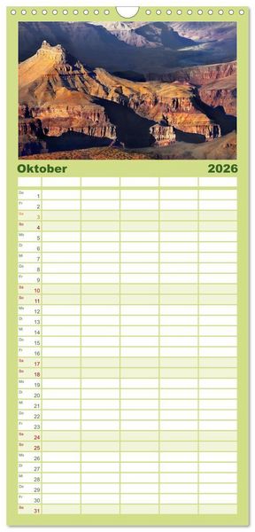 Produktbild: Familienplaner 2026 - Grand Canyon, Nationalpark mit 5 Spalten (Wandkalender, 21 x 45 cm) CALVENDO