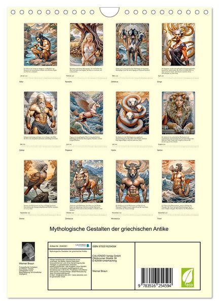 Produktbild: Mythologische Gestalten der griechischen Antike (Wandkalender 2026 DIN A4 hoch), CALVENDO Monatskalender