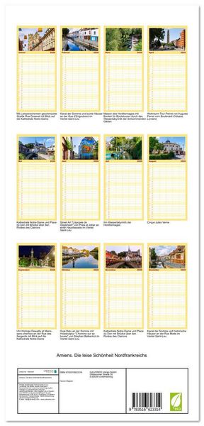 Produktbild: Familienplaner 2026 - Amiens. Die leise Sch&ouml;nheit Nordfrankreichs mit 5 Spalten (Wandkalender, 21 x 45 cm) CALVENDO