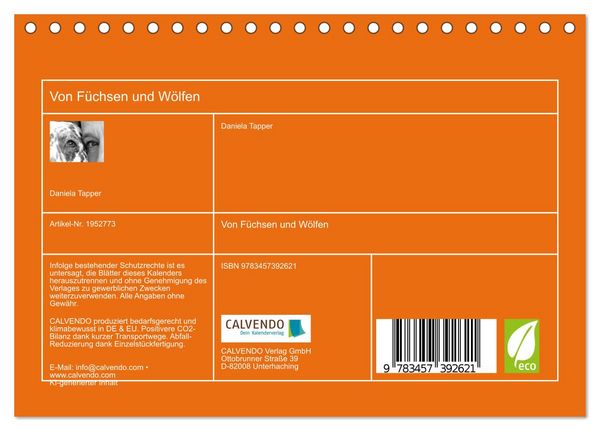 Produktbild: Von F&uuml;chsen und W&ouml;lfen (Tischkalender 2026 DIN A5 quer), CALVENDO Monatskalender