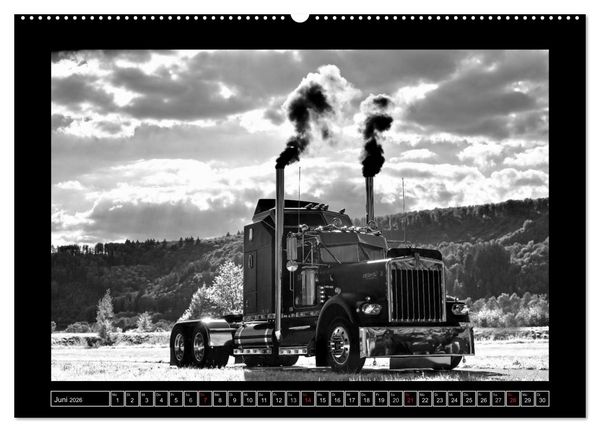 Produktbild: Kenworth W900A EXTHD - in schwarzwei&szlig; (hochwertiger Premium Wandkalender 2026 DIN A2 quer), Kunstdruck in Hochglanz