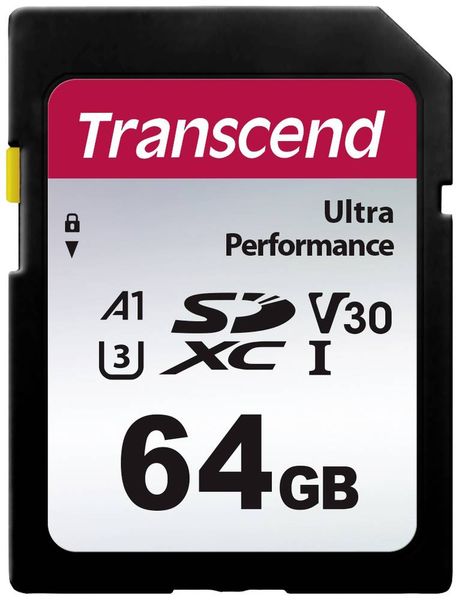 Transcend TS64GSDC340S SDXC-Karte 64 GB A1 Application Performance Class, v30 Video Speed Class, UHS-Class 3 stoßsicher,