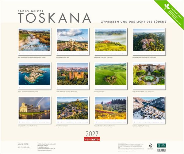 Produktbild: Toskana Kalender 2027 - Zypressen und das Licht des S&uuml;dens
