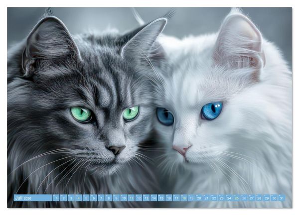 Produktbild: Katzen Illustrationen - Faszination pur (Wandkalender 2026 DIN A4 quer), CALVENDO Monatskalender