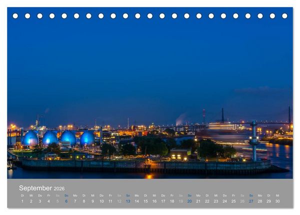 Produktbild: Hamburger Hafen - Im Zauber der Nacht (Tischkalender 2026 DIN A5 quer), CALVENDO Monatskalender