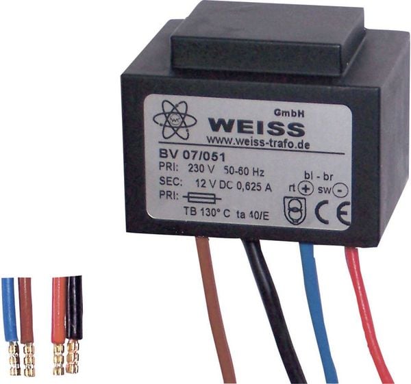 Weiss Elektrotechnik 07/052 Kompaktnetzteil Transformator 1 x 230V 1 x 24 V/DC 7.50W 312mA