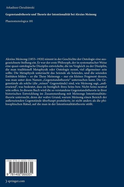 Produktbild: Gegenstandstheorie und Theorie der Intentionalit&auml;t bei Alexius Meinong