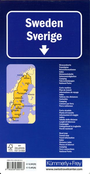 Produktbild: K&uuml;mmerly+Frey Strassenkarte Schweden 1:750.000