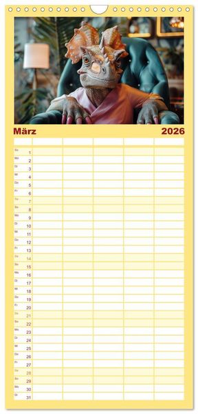 Produktbild: Familienplaner 2026 - Reiche Dinos. Sie leben &ndash; im Luxus. mit 5 Spalten (Wandkalender, 21 x 45 cm) CALVENDO