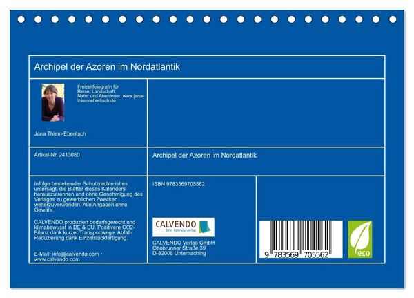 Produktbild: Archipel der Azoren im Nordatlantik (Tischkalender 2027 DIN A5 quer), CALVENDO Monatskalender
