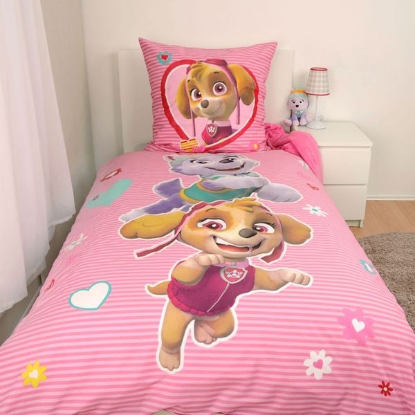Produktbild: Klaus Hering 4432487050 - Paw Patrol Bettw&auml;sche, Paw Patrol Girls Glow in the dark, 80x80+135x200 cm