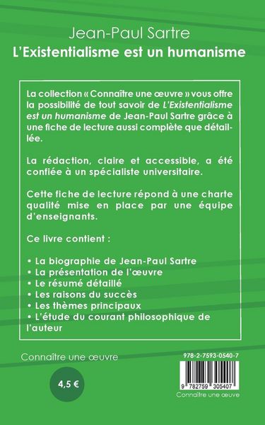 Produktbild: Fiche de lecture L'Existentialisme est un humanisme de Jean-Paul Sartre (analyse litt&eacute;raire de r&eacute;f&eacute;rence et r&eacute;sum&eacute; complet)