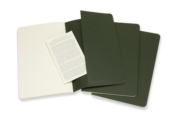 Produktbild: MOLESKINE CAHIER L/A5, 3ER SET, BLANKO, KARTONEINBAND, MYRTENGR&Uuml;N