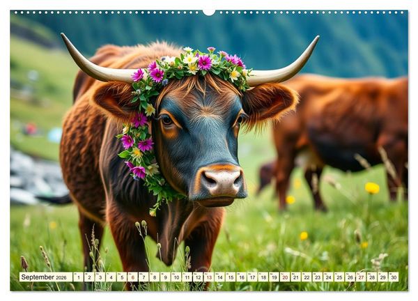 Produktbild: Zauberhaft geschm&uuml;cktes Milchvieh (hochwertiger Premium Wandkalender 2026 DIN A2 quer), Kunstdruck in Hochglanz