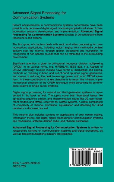 Produktbild: Advanced Signal Processing for Communication Systems