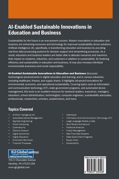 Produktbild: AI-Enabled Sustainable Innovations in Education and Business