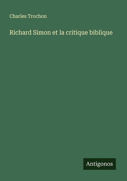 Produktbild: Richard Simon et la critique biblique
