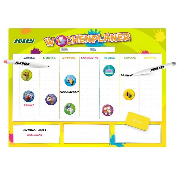 Produktbild: JOLLY Wochenplaner Set: Magnettafel, 2x Marker, Radierer & 9x Magneticons