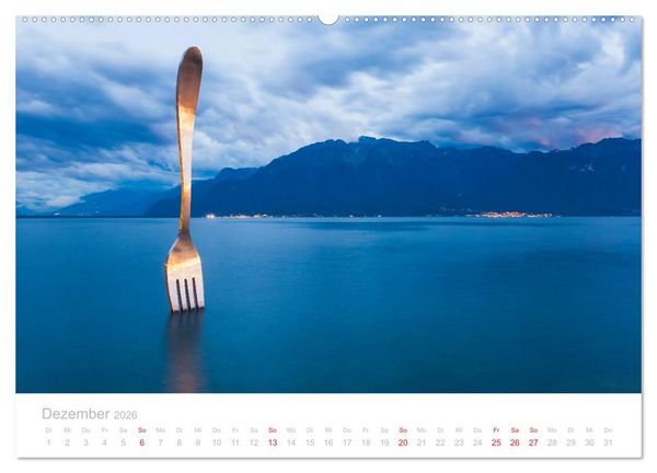 Produktbild: GENFER SEE Das Schweizer Ufer (hochwertiger Premium Wandkalender 2026 DIN A2 quer), Kunstdruck in Hochglanz