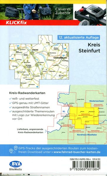 Produktbild: BVA Radwanderkarte Kreis Steinfurt mit Knotenpunkten 1:50.000