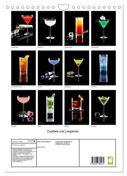 Produktbild: Cocktails und Longdrinks (Wandkalender 2026 DIN A4 hoch), CALVENDO Monatskalender