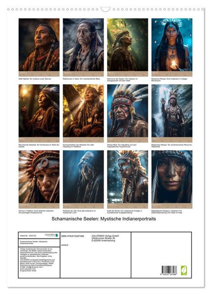 Produktbild: Schamanische Seelen: Mystische Indianerportraits (Wandkalender 2026 DIN A2 hoch), CALVENDO Monatskalender