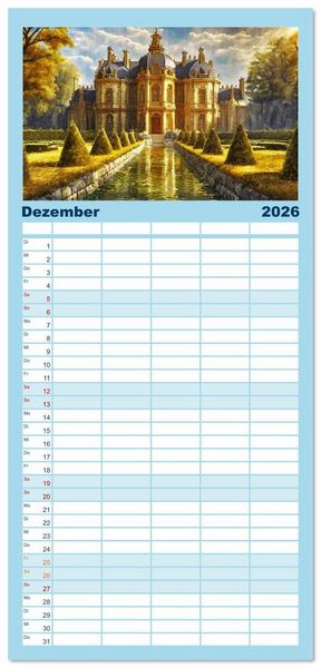 Produktbild: Familienplaner 2026 - Pl&auml;tze zum Tr&auml;umen mit 5 Spalten (Wandkalender, 21 x 45 cm) CALVENDO