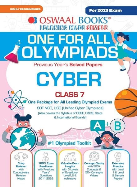 Produktbild: Oswaal One For All Olympiad Previous Years' Solved Papers, Class-7 Cyber Book (For 2023 Exam)