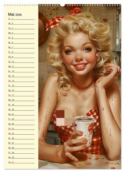 Produktbild: Schatz, ich hab gekocht! Sexy-lustige Pin-up-Girls in der K&uuml;che (hochwertiger Premium Wandkalender 2026 DIN A2 hoch), Kunstdruck in Hochglanz