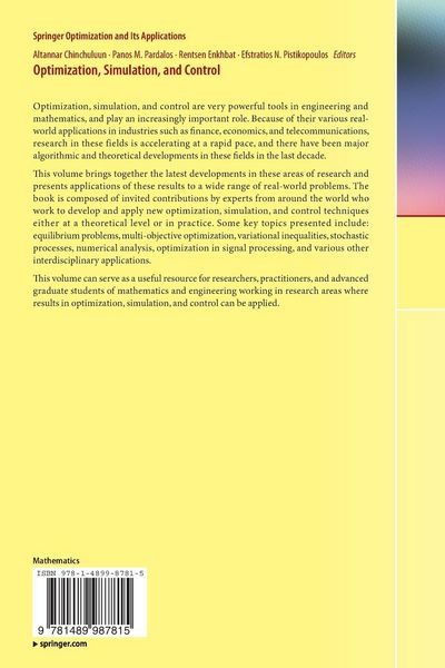 Produktbild: Optimization, Simulation, and Control