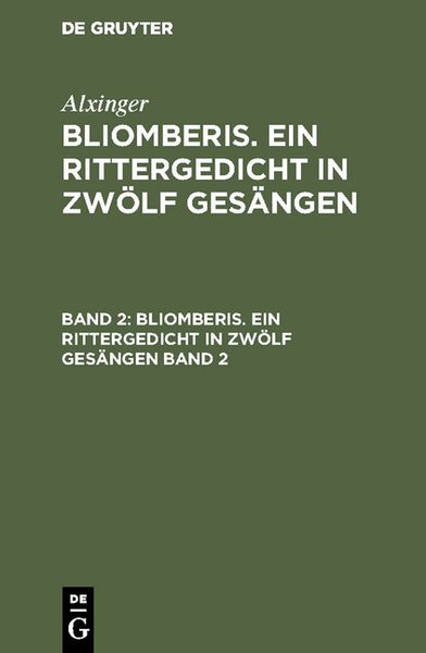 Produktbild: Bliomberis. Ein Rittergedicht in zw&ouml;lf Ges&auml;ngen. Band 2