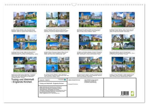 Produktbild: Trutzig und Wehrhaft - Englands Kirchen (Wandkalender 2026 DIN A2 quer), CALVENDO Monatskalender