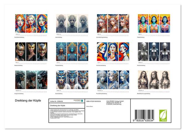 Produktbild: Dreiklang der K&ouml;pfe (Wandkalender 2026 DIN A4 quer), CALVENDO Monatskalender