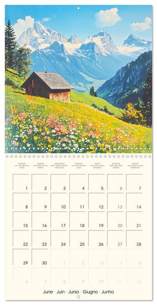 Produktbild: Majestic mountain retreats. Alpine landscape paintings (Wall Calendar 2026 12 &times; 12 Inch) CALVENDO 12 Month Wall Calendar