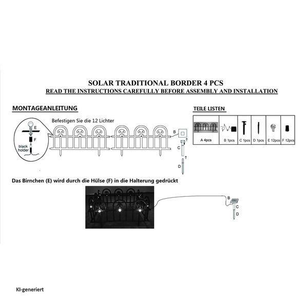 Produktbild: HTI-Living HTI-Living Beeteinfassung 720 cm Wei&szlig; B&ouml;gen mit Lichterkette