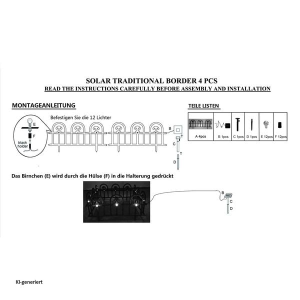 Produktbild: HTI-Living HTI-Living Beeteinfassung 960 cm Wei&szlig; B&ouml;gen mit Lichterkette