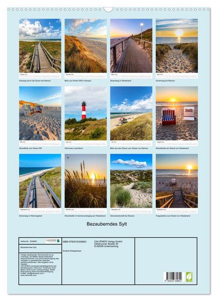Produktbild: Bezauberndes Sylt (Wandkalender 2026 DIN A2 hoch), CALVENDO Monatskalender