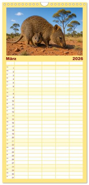 Produktbild: Familienplaner 2026 - Die vielleicht nettesten Wildtiere mit 5 Spalten (Wandkalender, 21 x 45 cm) CALVENDO