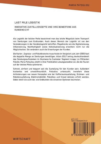Produktbild: Last Mile Logistik. Innovative Zustellkonzepte und ihre Bewertung aus Kundensicht