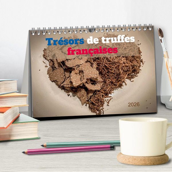 Produktbild: Tr&eacute;sors de truffes fran&ccedil;aises (Calendrier de bureau 2026 DIN A5 vertical), CALVENDO calendrier mensuel