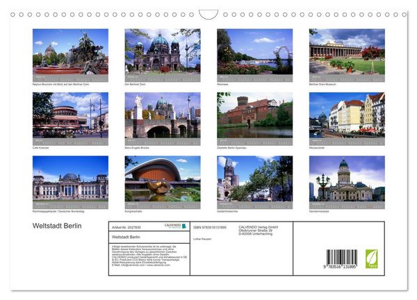 Produktbild: Weltstadt Berlin (Wandkalender 2026 DIN A3 quer), CALVENDO Monatskalender