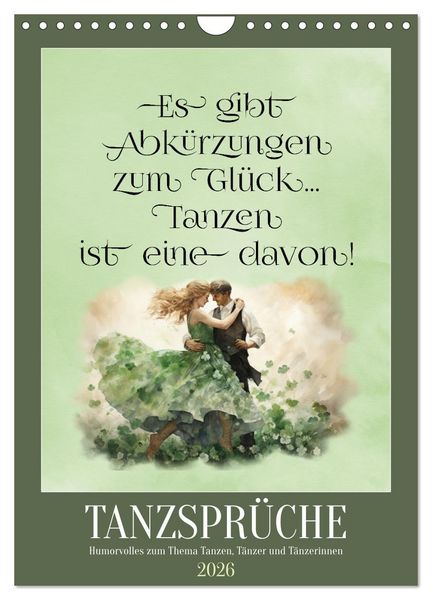 Produktbild: Tanzspr&uuml;che (Wandkalender 2026 DIN A4 hoch), CALVENDO Monatskalender